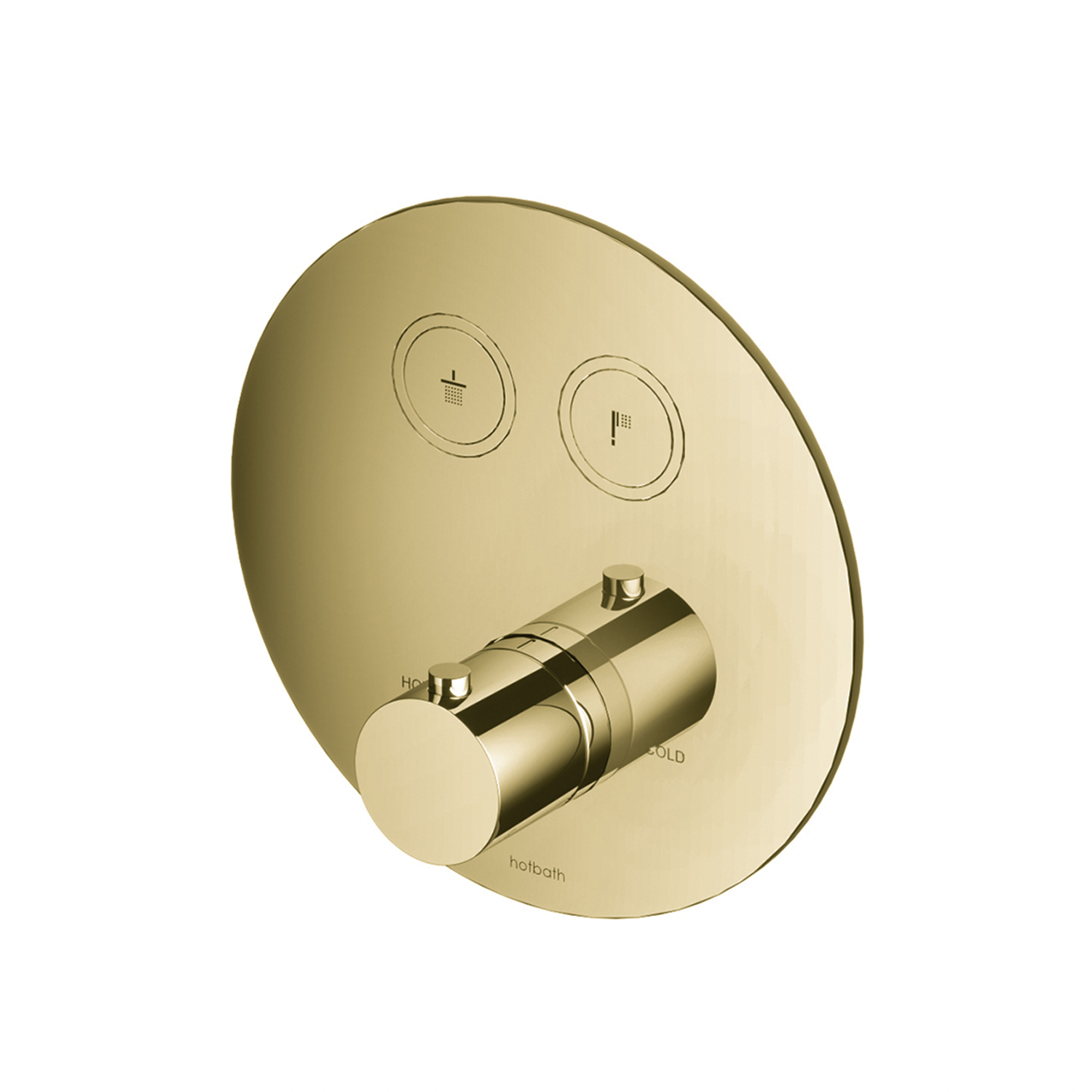 Douchethermostaat Hotbath Cobber Inbouw 2 Pushbuttons Rond Gepolijst Messing PVD (excl. inbouwdeel)