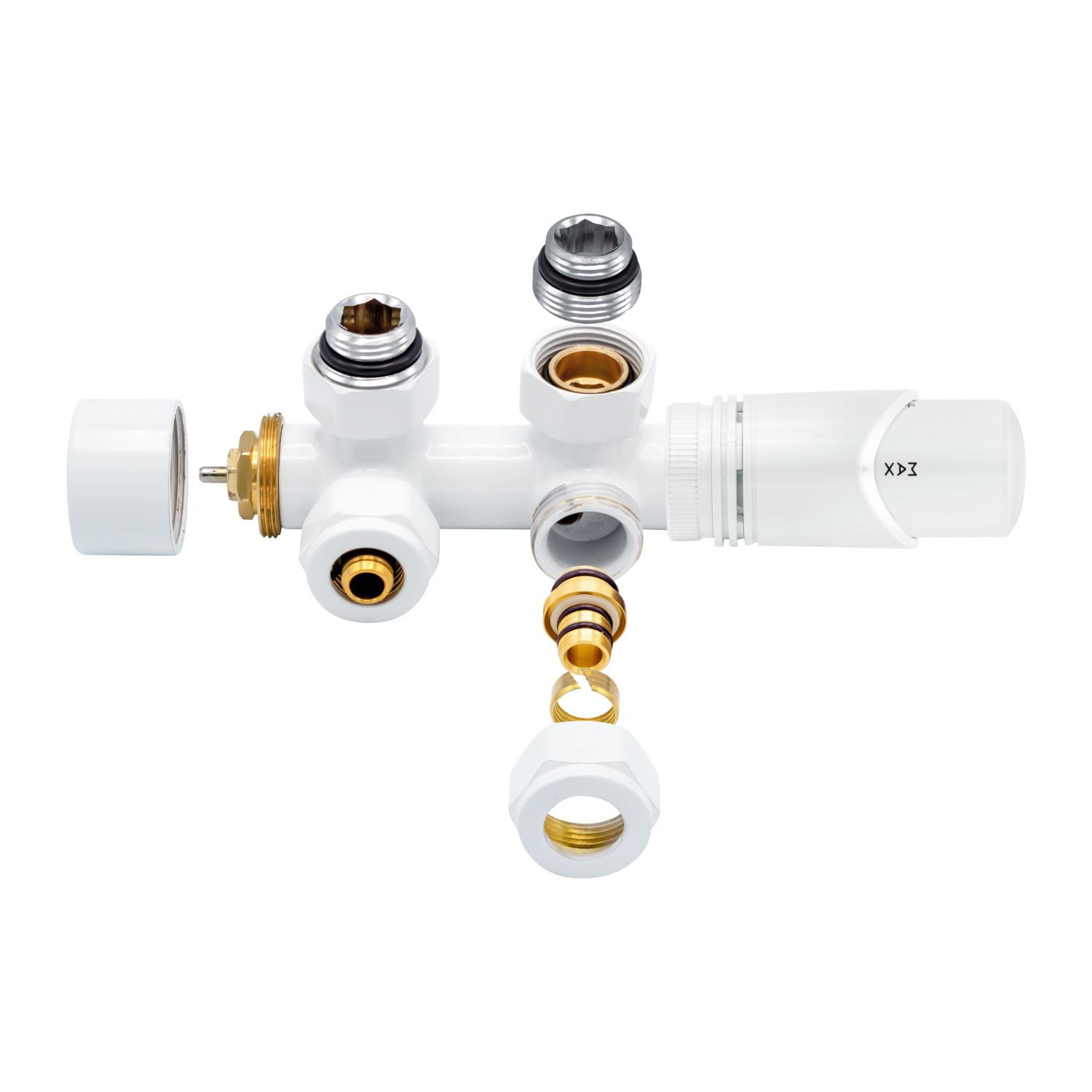 Radiatorkraan Onderblok BWS Haaks Wit