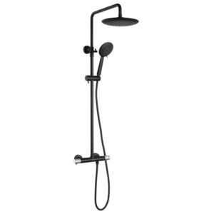 Regendouche met Thermostatische Mengkraan Sapho Solaris Mat Zwart/Chroom