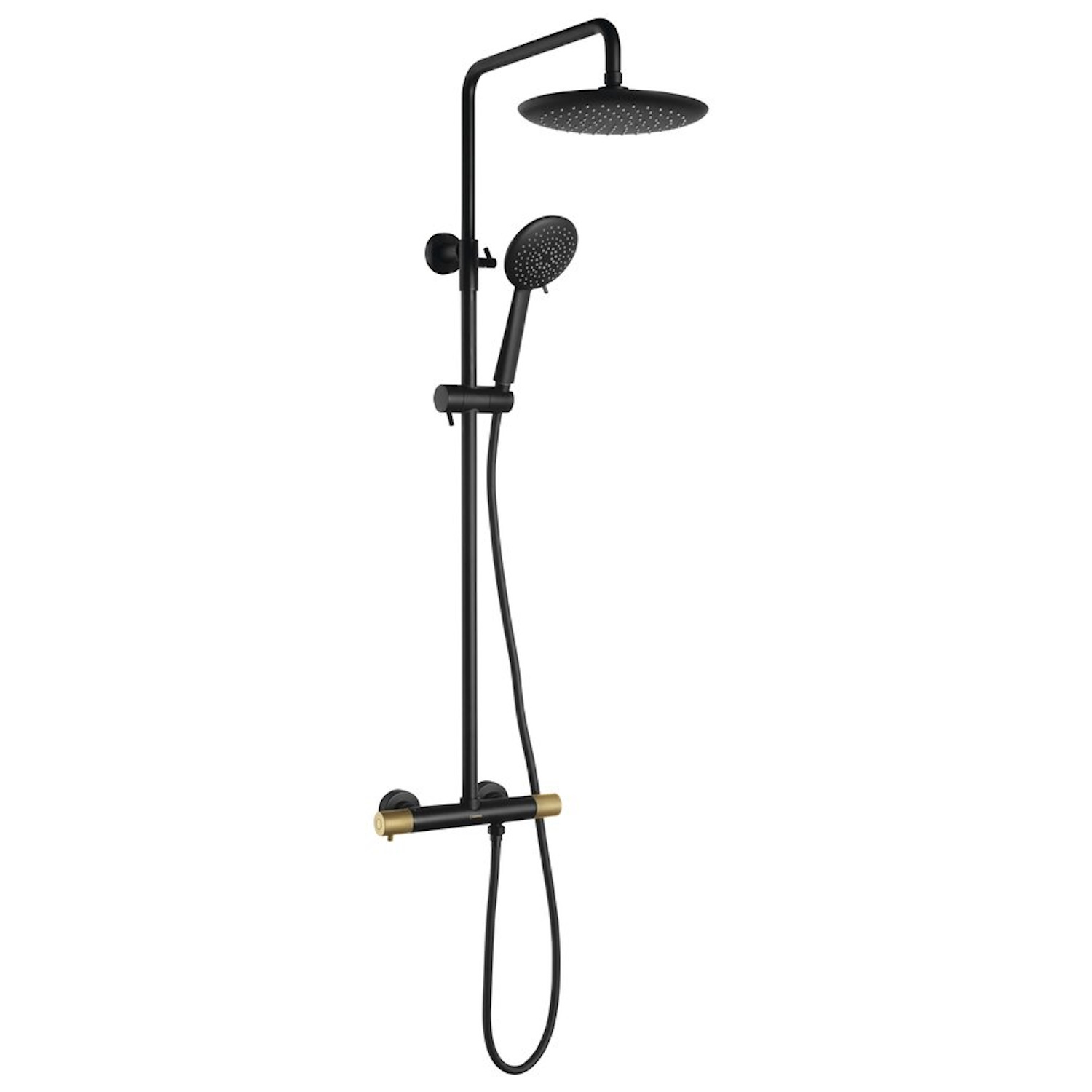 Regendouche met Thermostatische Mengkraan Sapho Solaris Mat Zwart/Goud