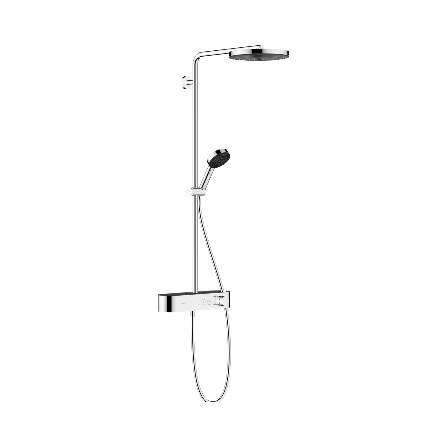 Regendouche set HansGrohe Pulsify S Showerpipe 260 1 Jet EcoSmart Met ShowerTablet Select 400 Chroom