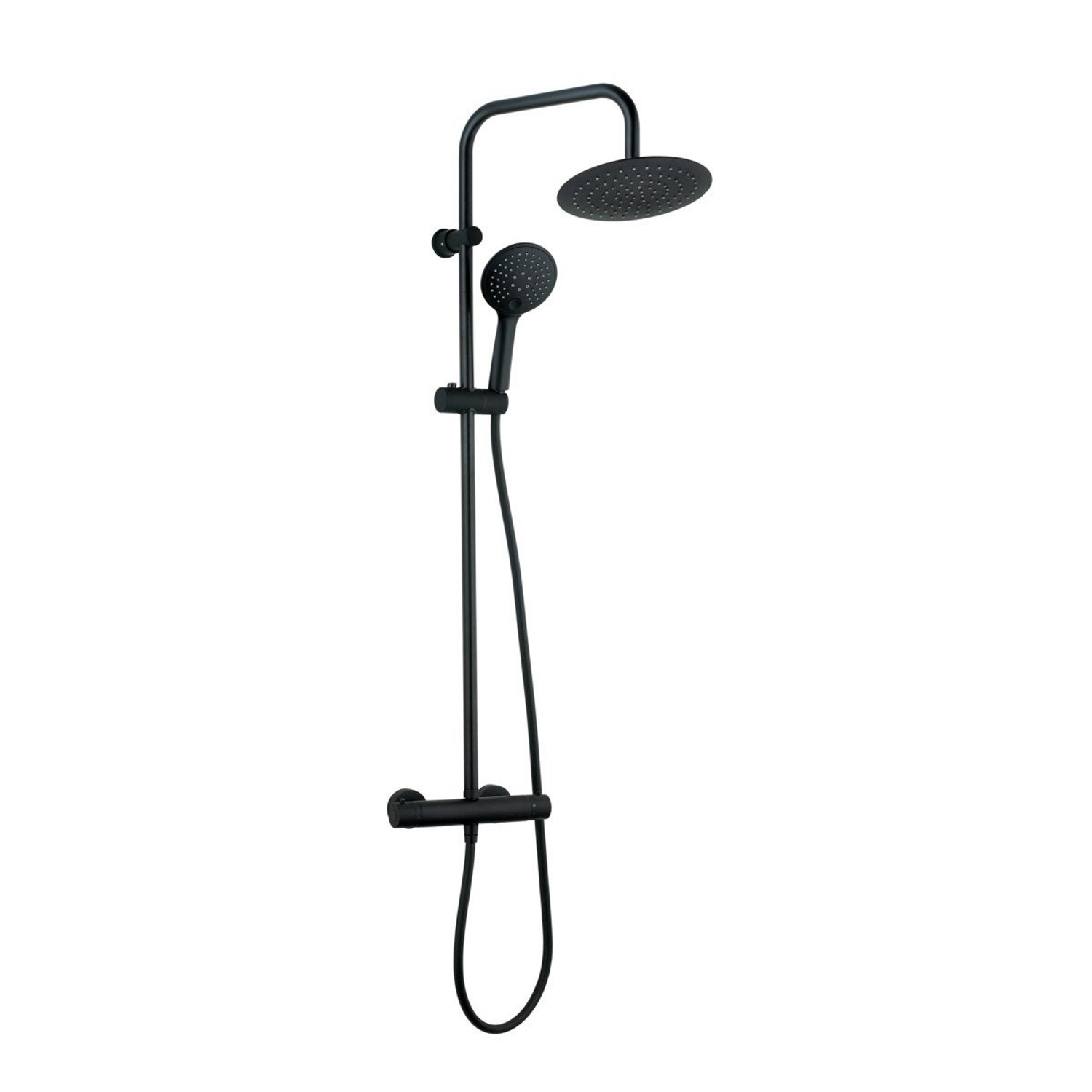 BWS Regendouche | 20cm Stortdouche met 2 standen handdouche | Zwart | Opbouw