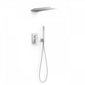 Regendoucheset Inbouw Tres Project Vierkant 30 cm Met Wanddouche en Handdoucheset met Staafhanddouche Rapid Box Mat Wit