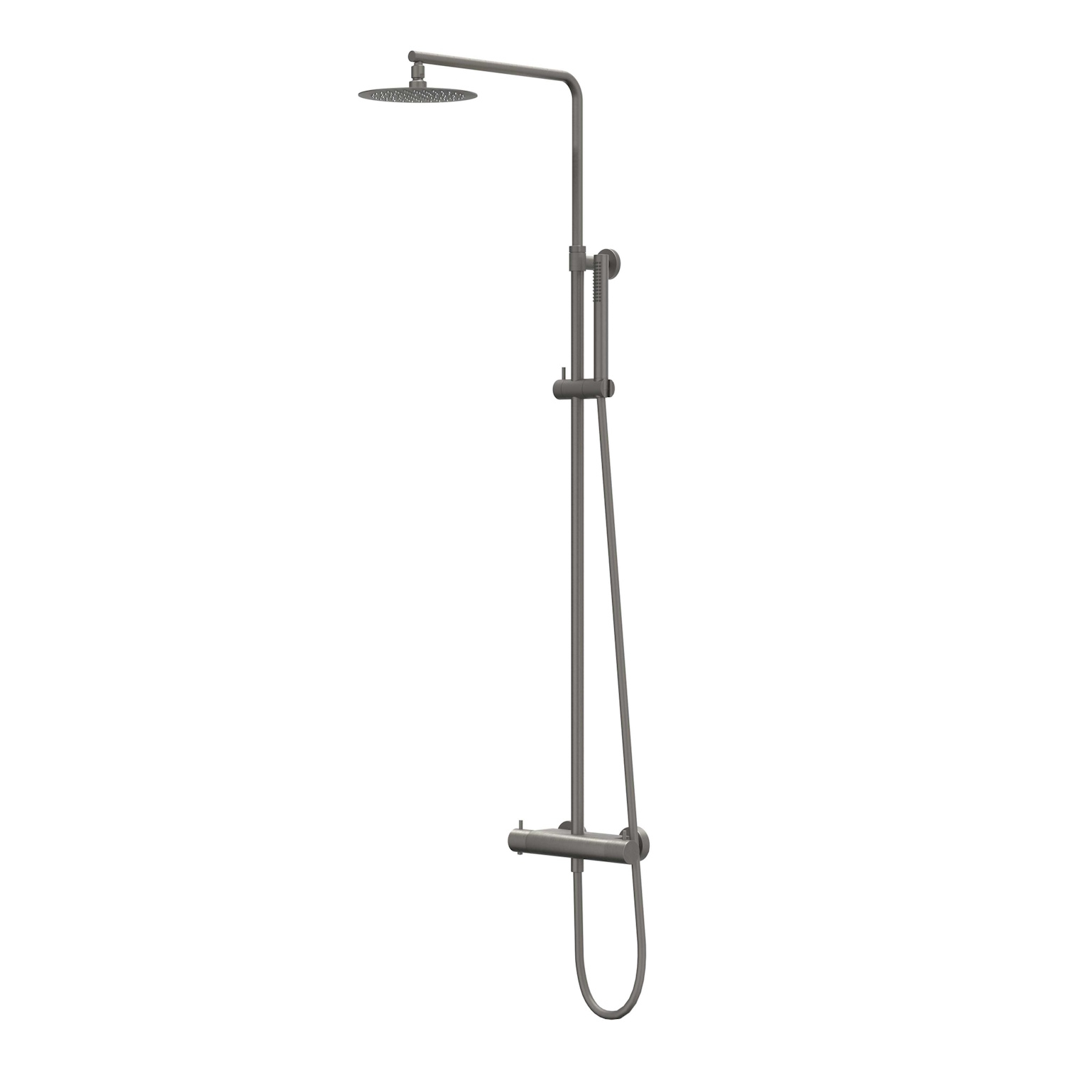 Regendoucheset IVY Bond Opbouw Thermostatisch 20 cm Slim Staaf Handdouche Geborsteld Metal Black PVD