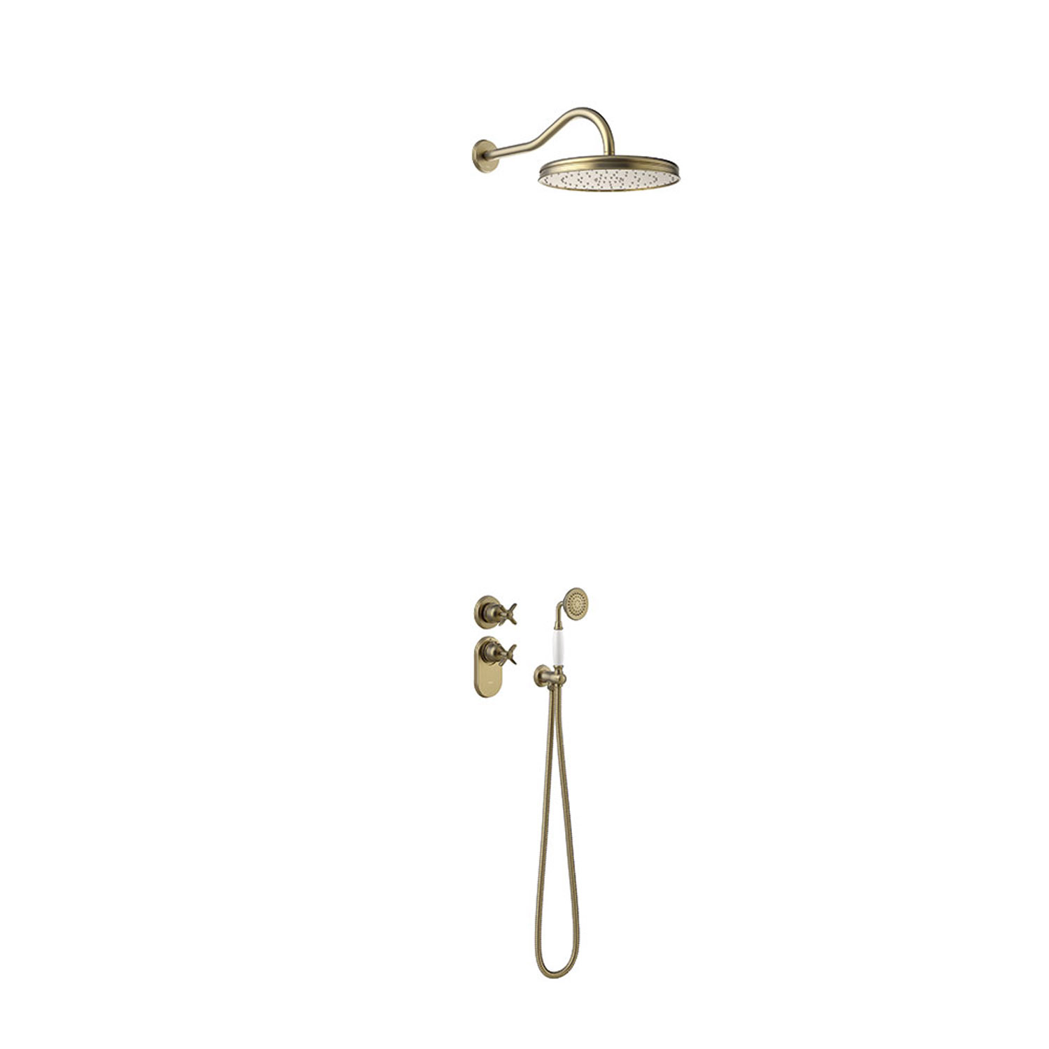 Regendoucheset Tres Clasic Thermostatische Inbouw 2-Wegs Verouderd Messing