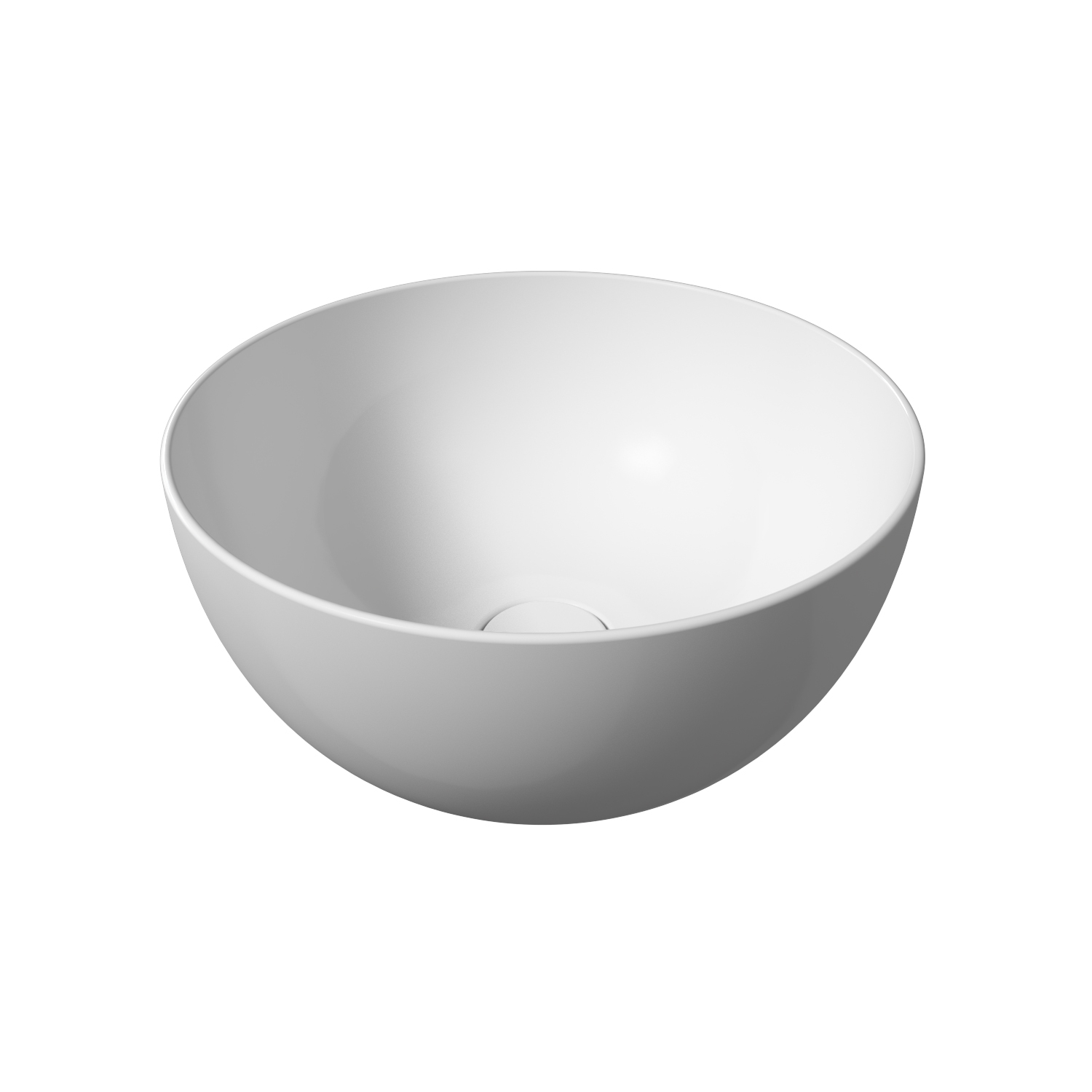 Ronde Waskom Opbouw Salenzi Unica Round 40x20 cm Glans Wit (inclusief bijpassende afvoerplug)
