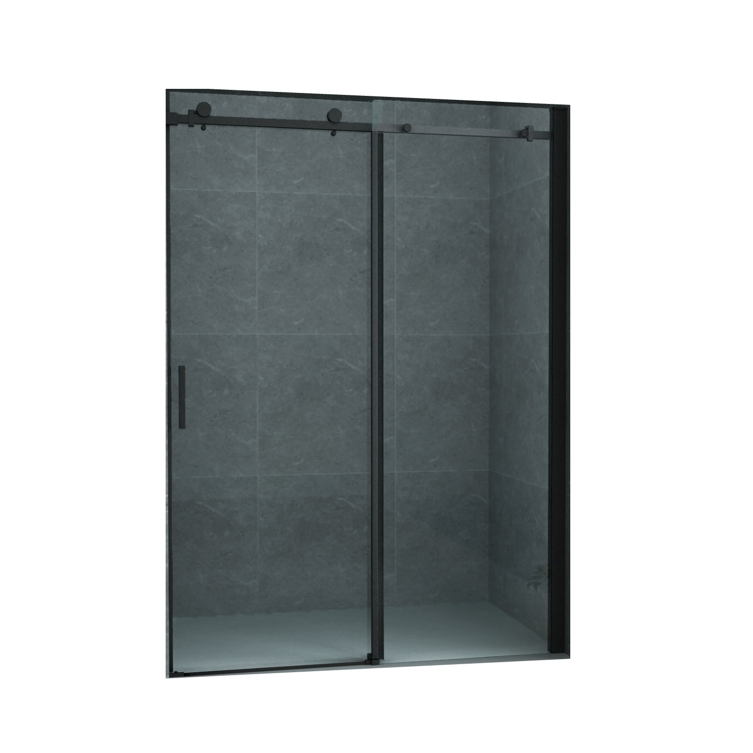Schuifdeur BWS Hayes 140x200 cm Helder Glas Mat Zwart Profiel