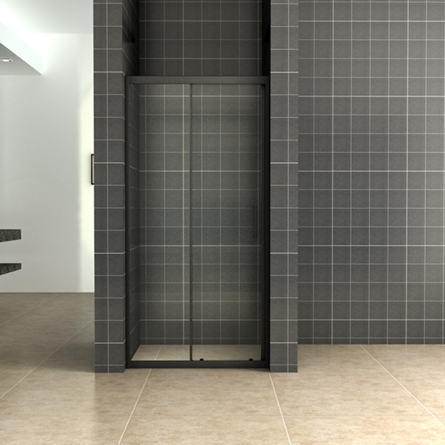 Schuifdeur BWS Vidrios Douchedeur 120x200 cm 8 mm NANO Mat Zwart