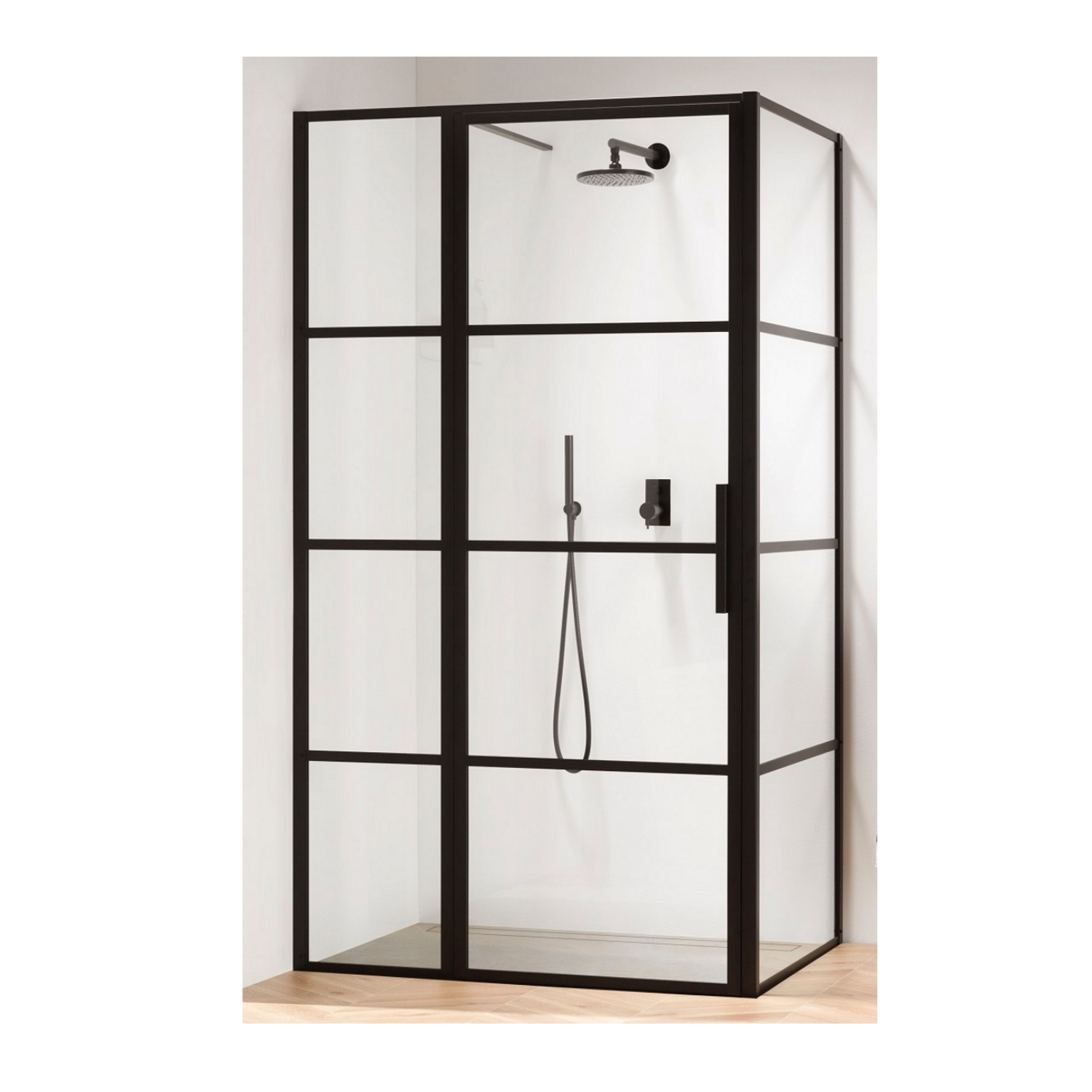 Douchecabine Sealskin Soho Matzwart 120x100cm 210cm Hoog Helderglas 8mm