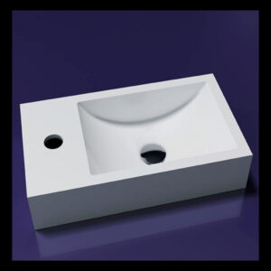 Fontein Sanilux Recto Solid Surface 40x20x10 cm Mat Wit (kraangat links)