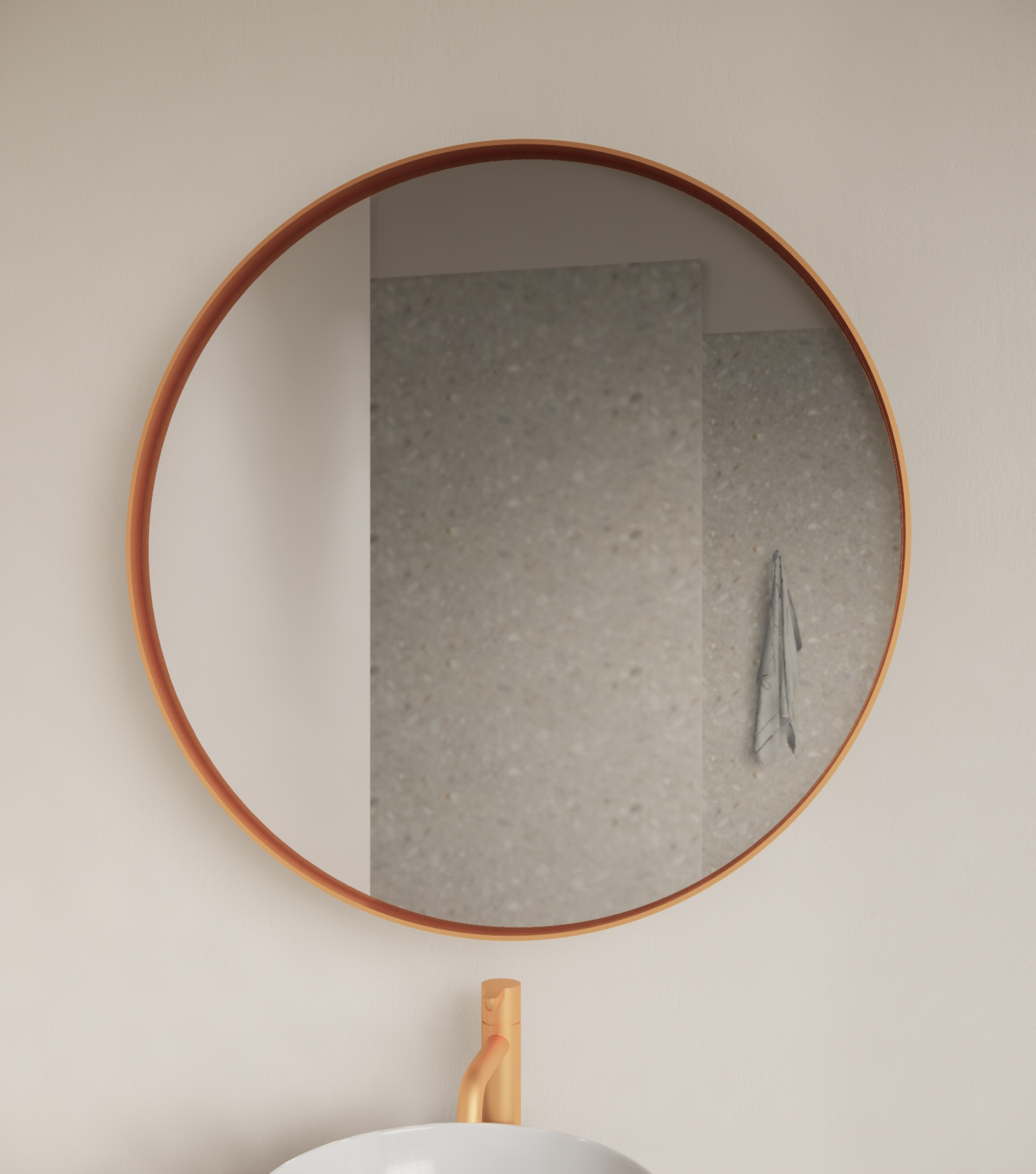 Spiegel Gliss Design Asteri Zonder LED Verlichting 80 cm Met Rand Rosé Koper