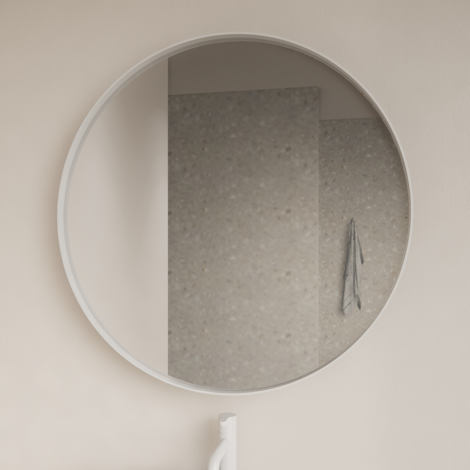 Spiegel Gliss Design Asteri Zonder LED Verlichting 80 cm Met Rand Mat Wit