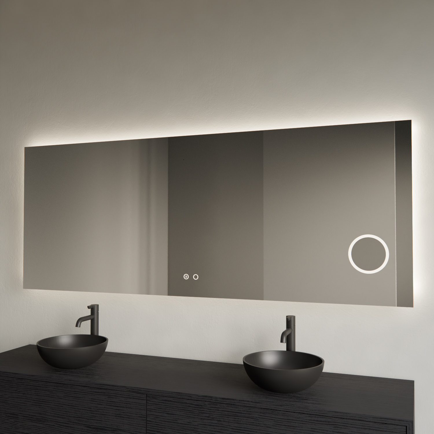 Spiegel Gliss Design Lumin Rechthoekig 140 x 70 cm Incl. Spiegelverwarming, Scheerspiegel en Indirect LED-verlichting Rondom
