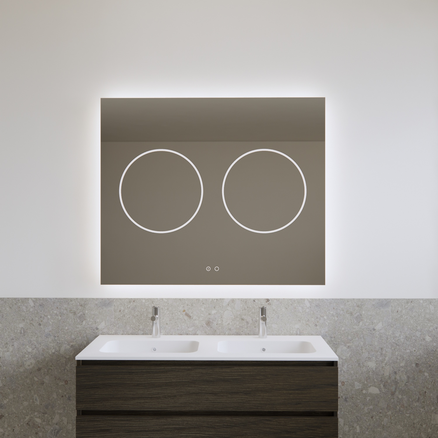 Spiegel Gliss Design Lyra 120x100 cm Incl. Spiegelverwarming Direct en Indirect LED-verlichting