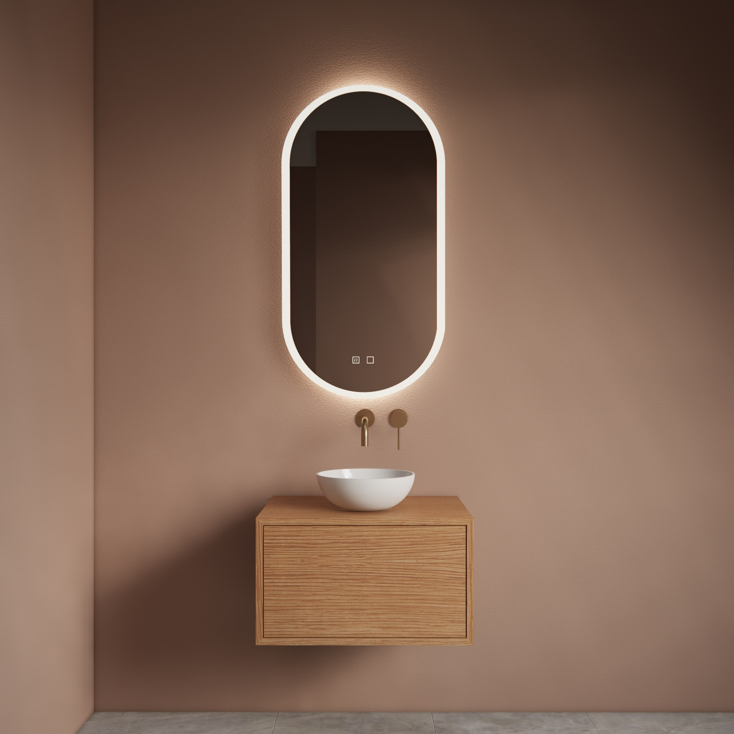 Spiegel Gliss Design Orion Oval Verticaal 50x100 cm met LED-Verlichting en Spiegelverwarming