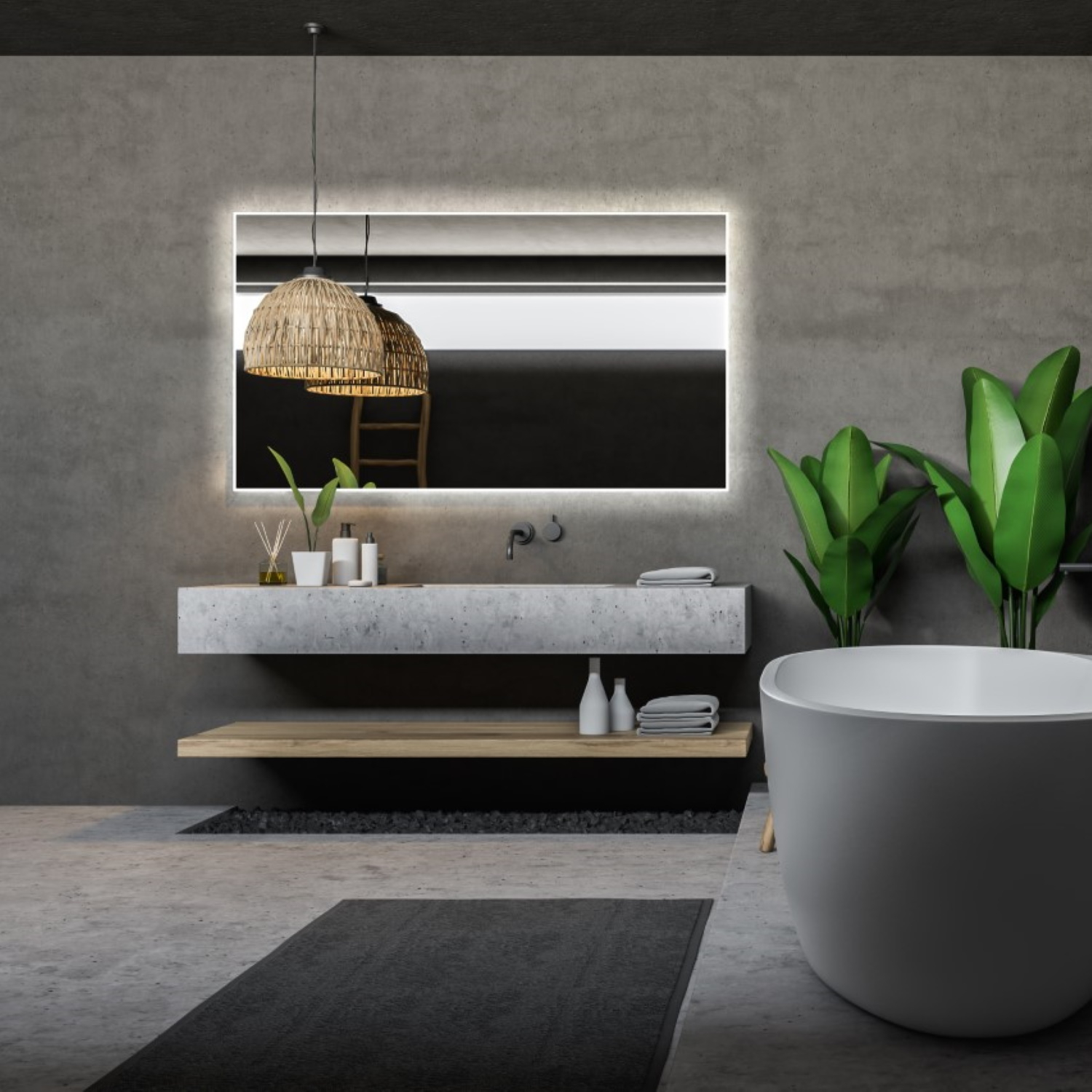 Spiegel Gliss Design Style Framework 11 mm LED Verlichting 160cm