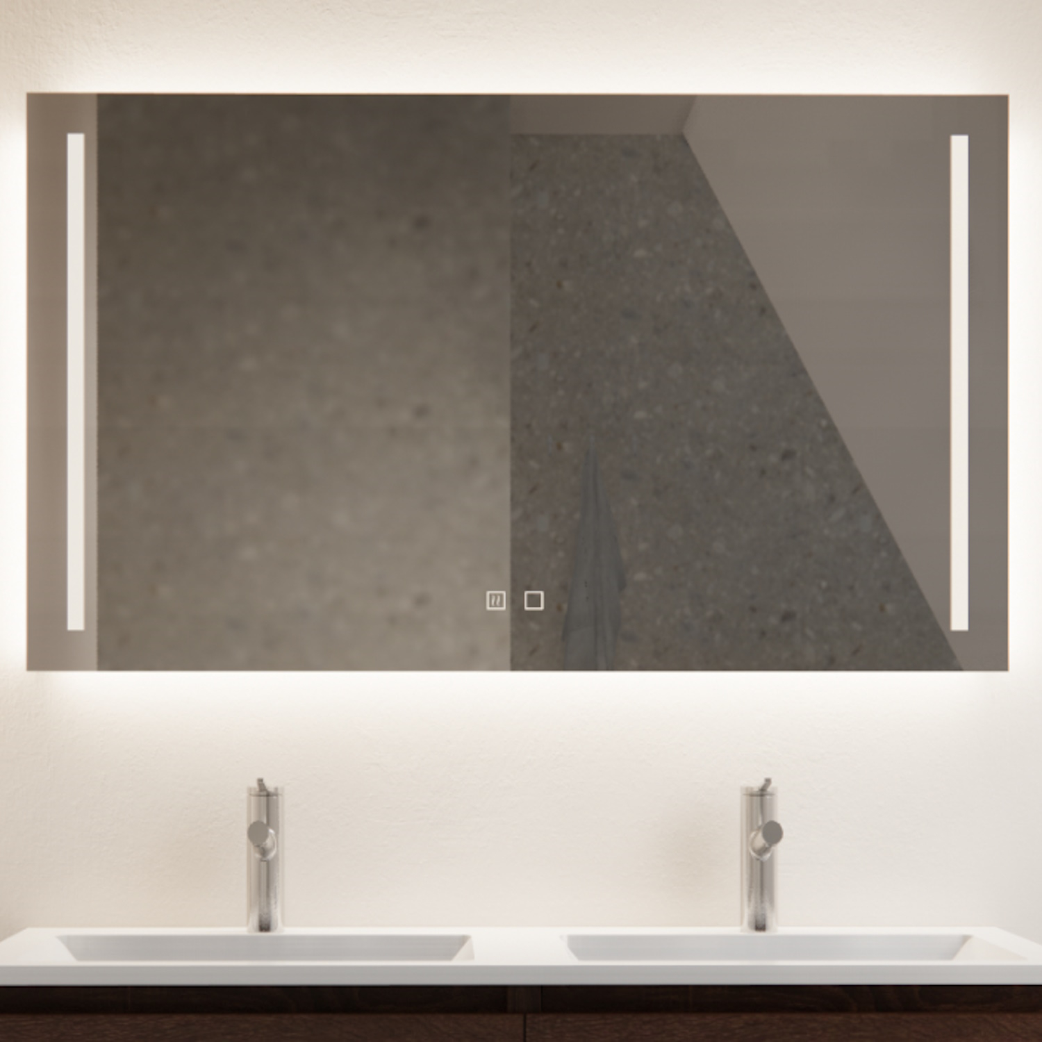 Spiegel Gliss Design Verticaal Led Standaard Dubbele LED Verlichting Met Spiegelverwarming 140cm