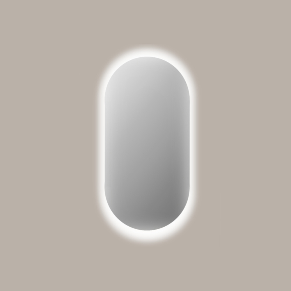 Spiegel Sanicare Q-Mirrors 70x120 cm Ovaal/Rond Met Rondom LED Warm White incl. ophangmateriaal Zonder Schakelaar