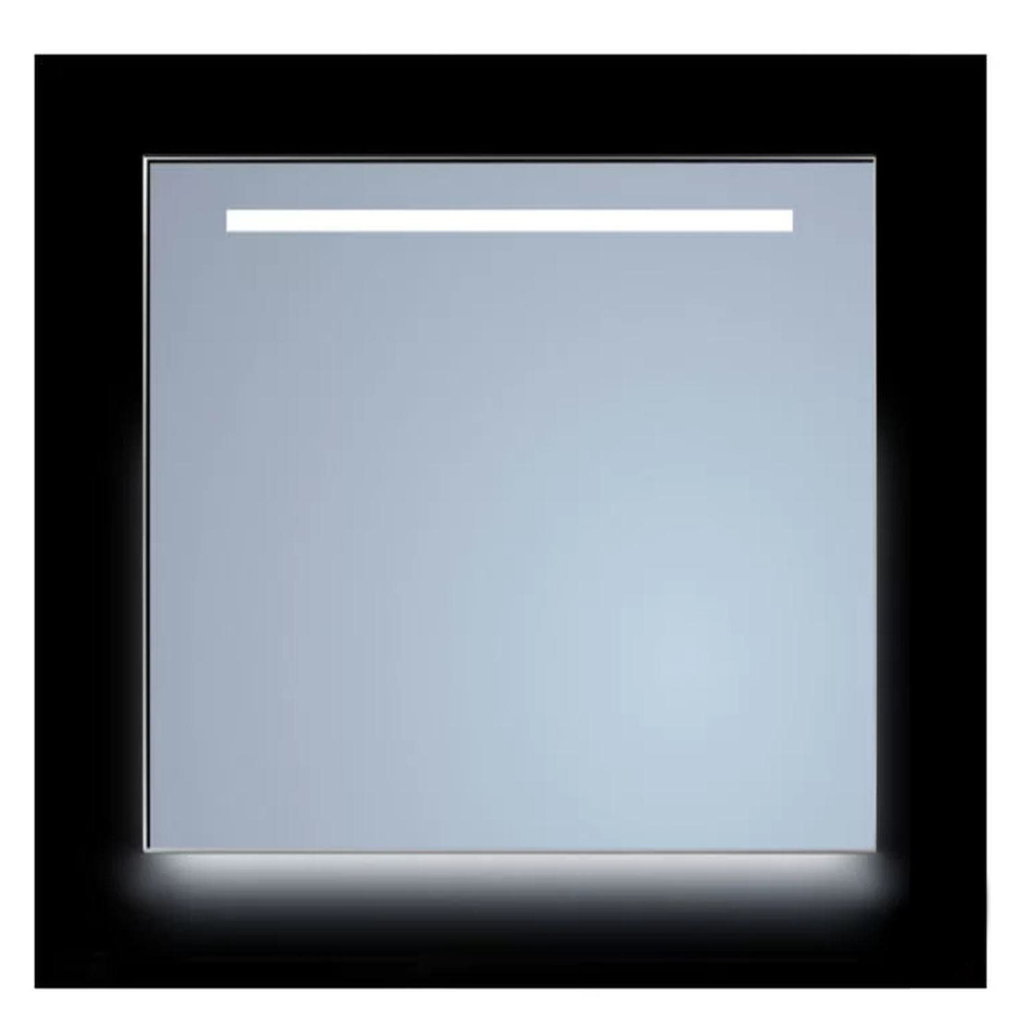 Spiegel Sanicare Q-Mirrors 80x70 cm Rechthoek Met Aan De Bovenkant & Onderzijde LED Cold White, Omlijsting Chroom incl. ophangmateriaal Met Afstandsbediening