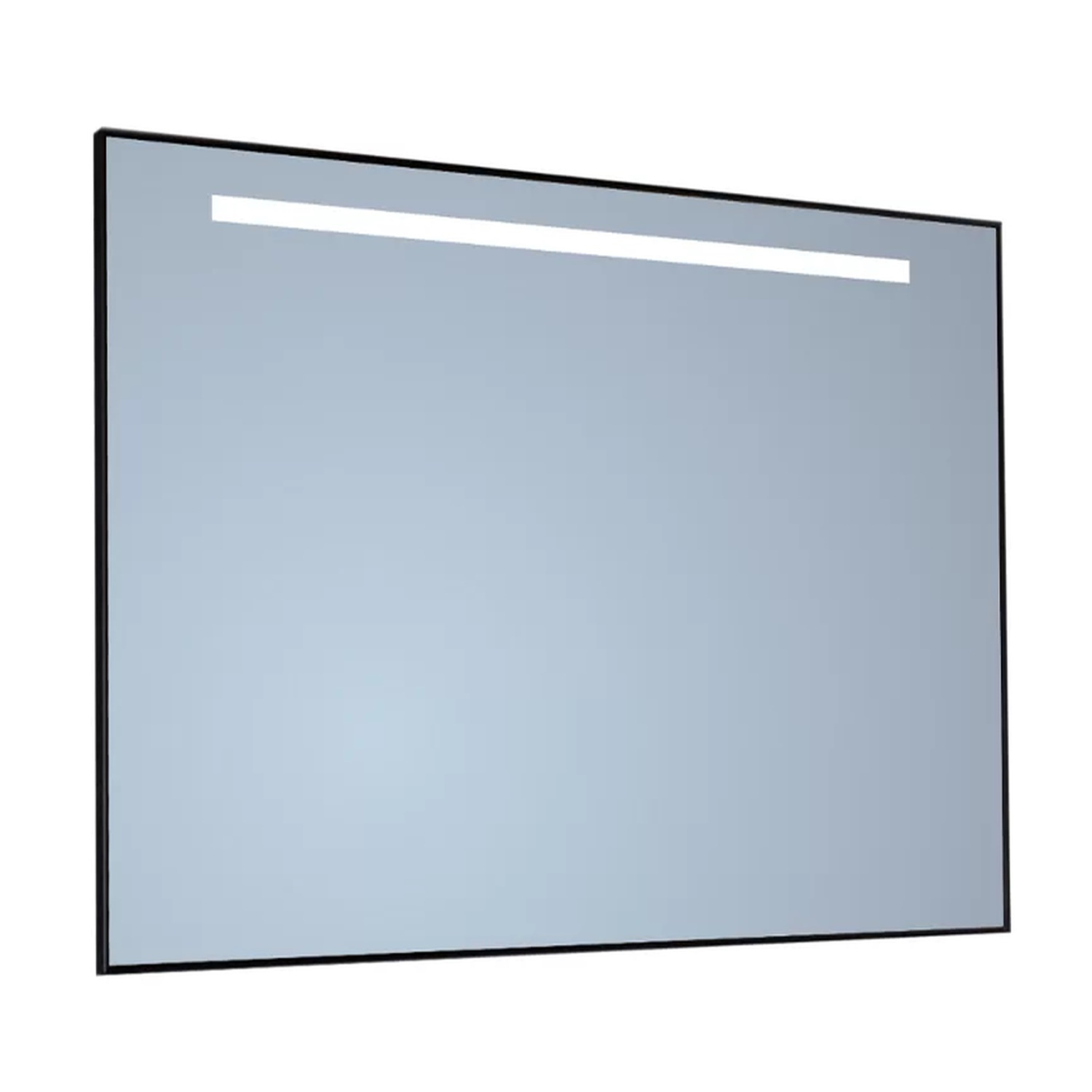 Spiegel Sanicare Q-Mirrors 85x70 cm Rechthoek Met Aan De Bovenkant LED Warm White, Omlijsting Aluminium incl. ophangmateriaal Met Afstandsbediening