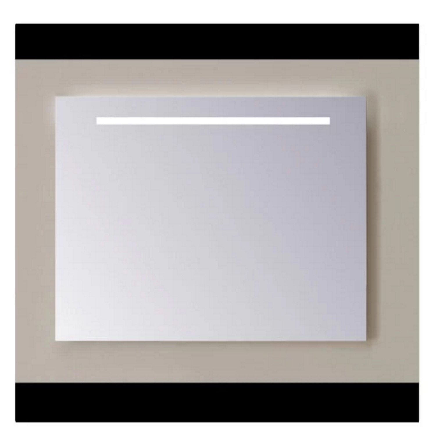 Spiegel Sanicare Q-Mirrors 90x60 cm PP-Geslepen Vierkant Met Boven & Onder Gezandstraalde Strook LED Cold White incl. ophangmateriaal Zonder Schakelaar