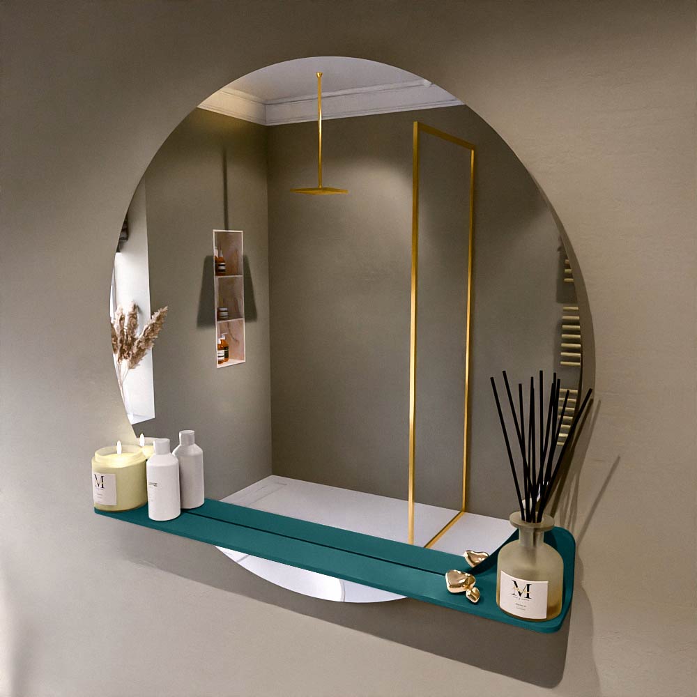 MONDIAZ SPOT spiegel rond 100cm met Spiegelplanchet kleur Smag.