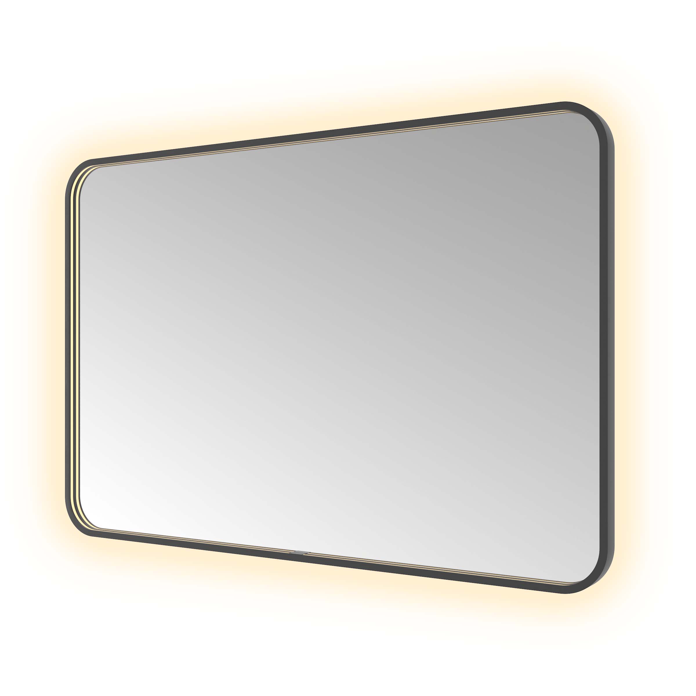 Spiegel Hotbath &MORE 80x120 cm LED-Verlichting Spiegelverwarming Rechthoek Afgerond Geborsteld Zwart PVD