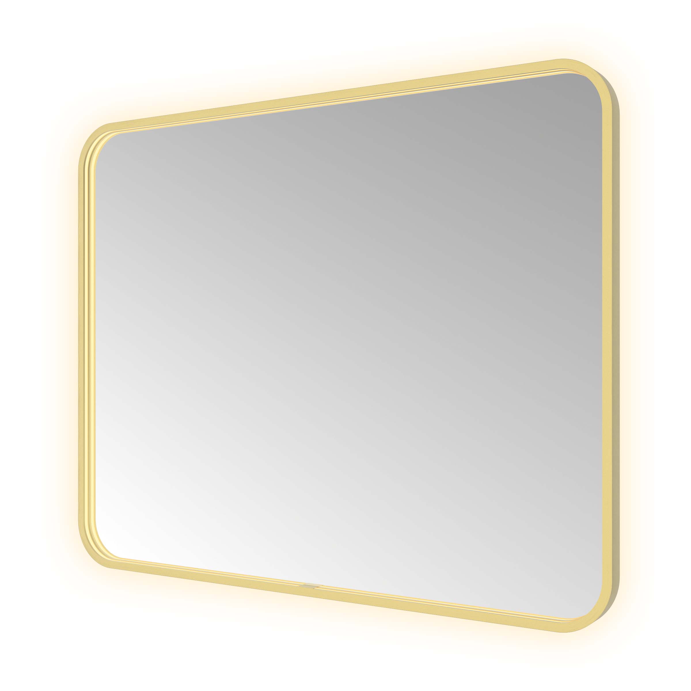 Spiegel Hotbath &MORE 80x100 cm LED-Verlichting Spiegelverwarming Rechthoek Afgerond Geborsteld Messing PVD
