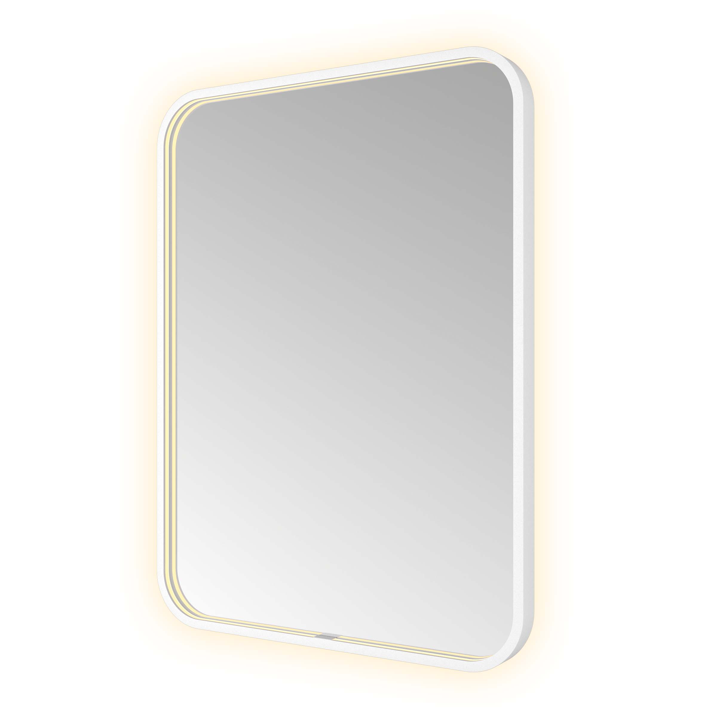 Spiegel Hotbath &MORE 80x60 cm LED-Verlichting Spiegelverwarming Rechthoek Afgerond Mat Wit