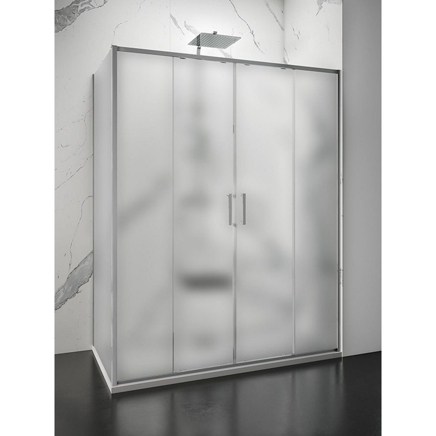 Douchecabine Lacus Stromboli Evo Mat Glas Aluminium profiel Chroom (alle maten)