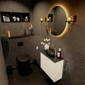 MONDIAZ FOWY toiletmeubel 60cm kleur talc. Waskom positie midden kleur urban | urban. Met 1 kraangat