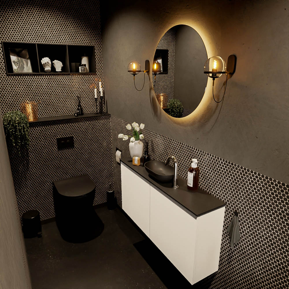 MONDIAZ FOWY toiletmeubel 100cm kleur talc. Waskom positie midden kleur urban | urban. Met 1 kraangat