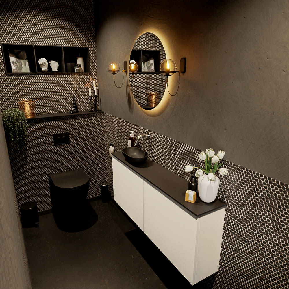 MONDIAZ FOWY toiletmeubel 120cm kleur talc. Waskom positie links kleur urban | urban. Zonder kraangat