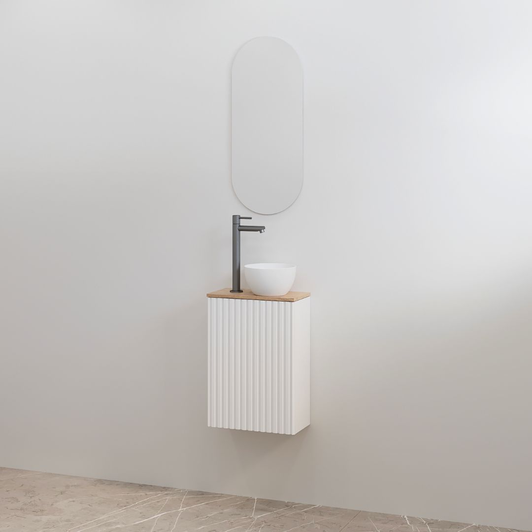 Toiletmeubelset Best-Design Mali Mat Wit Onderkast + Halifax Meubelblad