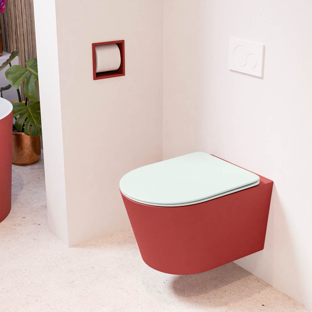 MONDIAZ LAVIE hangend toilet single fire rimless diepspoel Fire, Toiletzitting met quick-release & softclose Greey