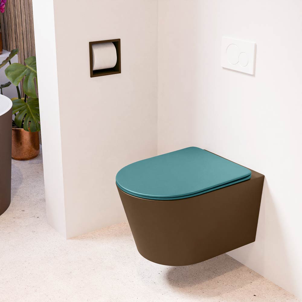 MONDIAZ LAVIE hangend toilet single fire rimless diepspoel Rust, Toiletzitting met quick-release & softclose Smag