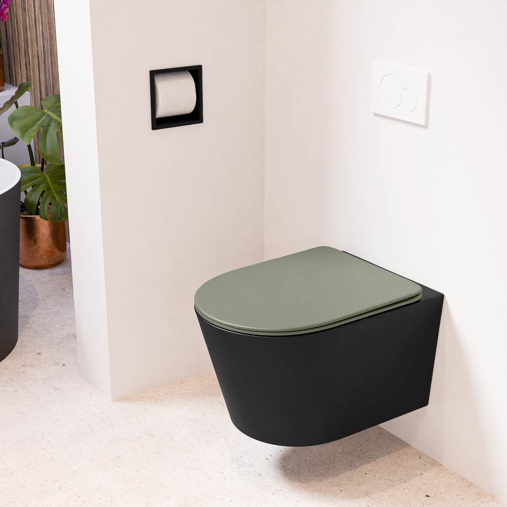 MONDIAZ LAVIE hangend toilet single fire rimless diepspoel Urban, Toiletzitting met quick-release & softclose Army