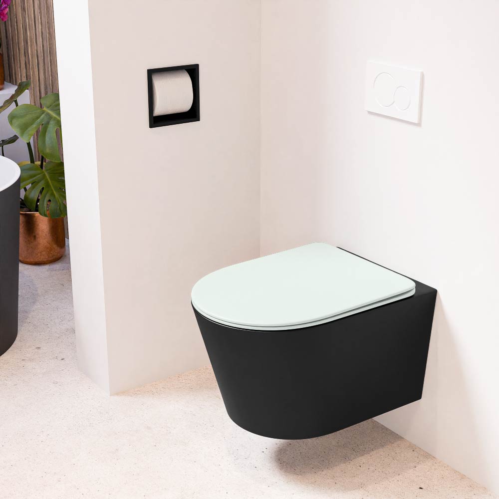 MONDIAZ LAVIE hangend toilet single fire rimless diepspoel Urban, Toiletzitting met quick-release & softclose Greey