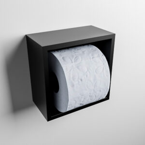 MONDIAZ Easy Toiletrolhouder CUBE 160 solid surface 16x8,6cm kleur Urban. Geschikt voor op en inbouw.