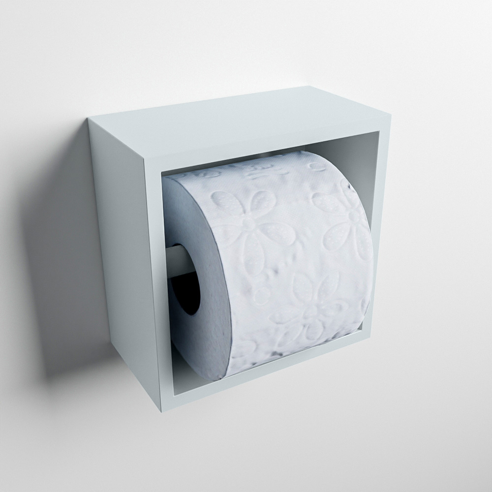 MONDIAZ Easy Toiletrolhouder CUBE 160 solid surface 16x8,6cm kleur Clay. Geschikt voor op en inbouw.