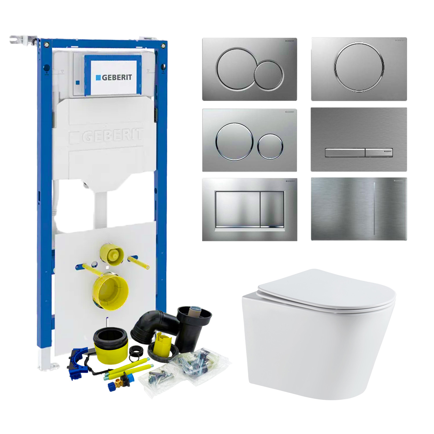 Toiletset UP320 set 23 Turbo Flush Met Softclose Zitting Wit Met Sigma Drukplaat