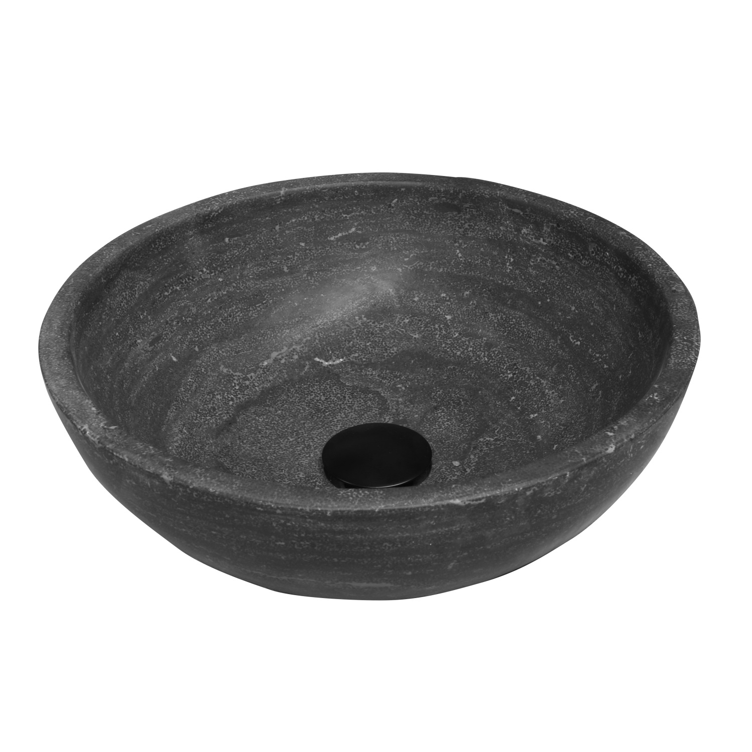 Waskom BWS Salt 40cm Rond Hardsteen Zwart