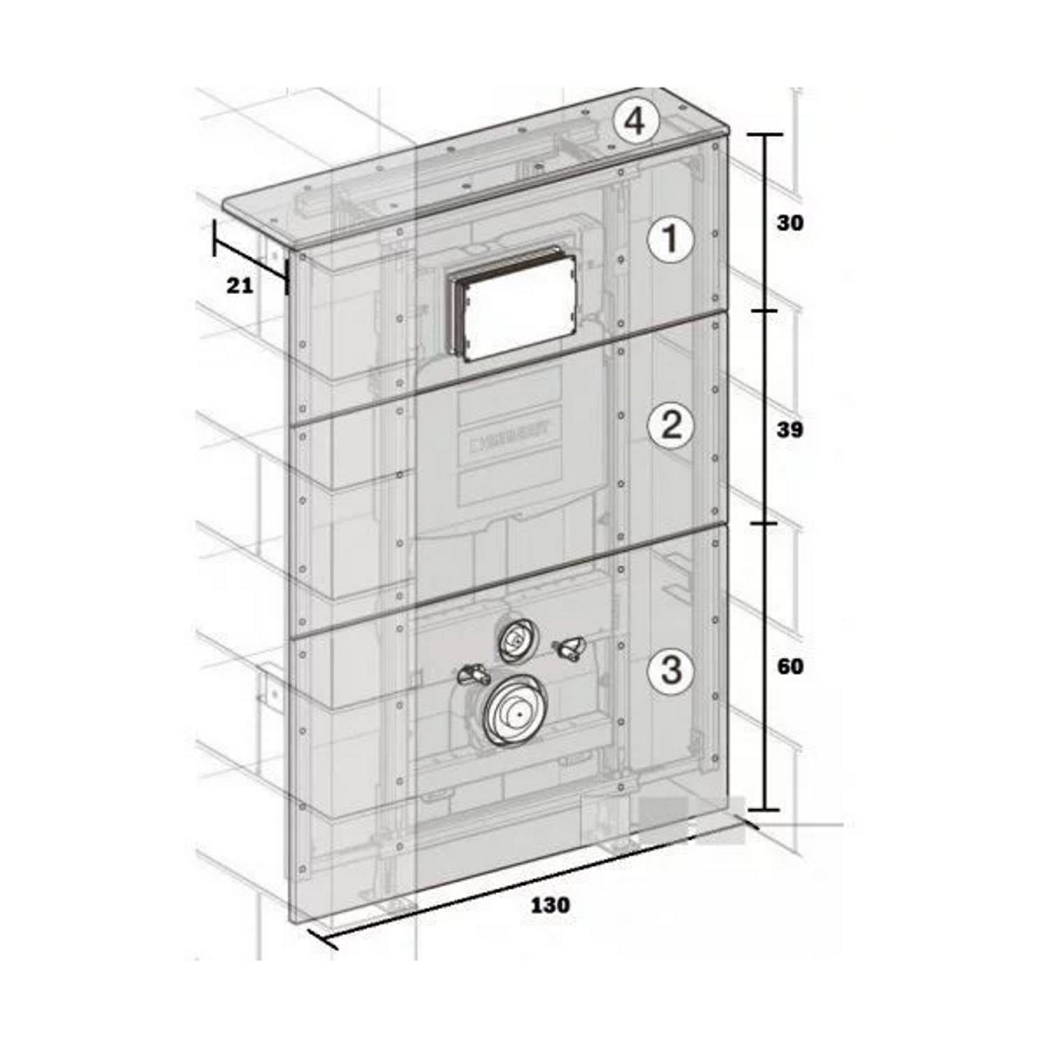 Geberit Universele Gipsplaten 130x130cm | voor Directe afbouw inbouwreservoir