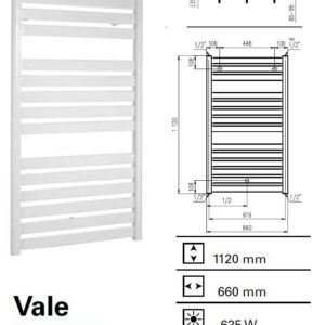 Handdoekradiator Vale 1120 x 660 mm Aluminium