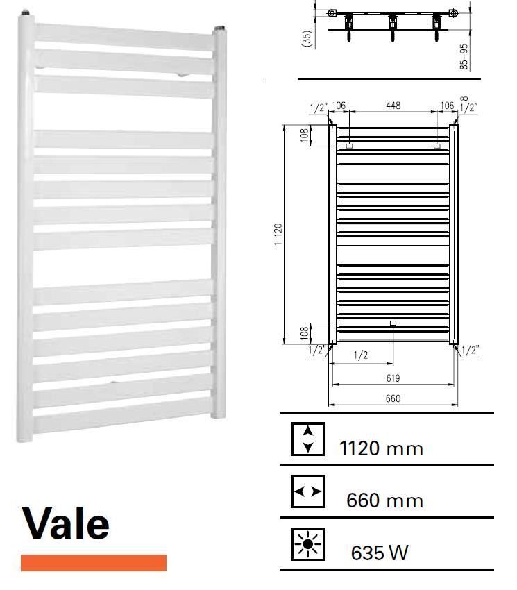 Handdoekradiator Vale 1120 x 660 mm Aluminium