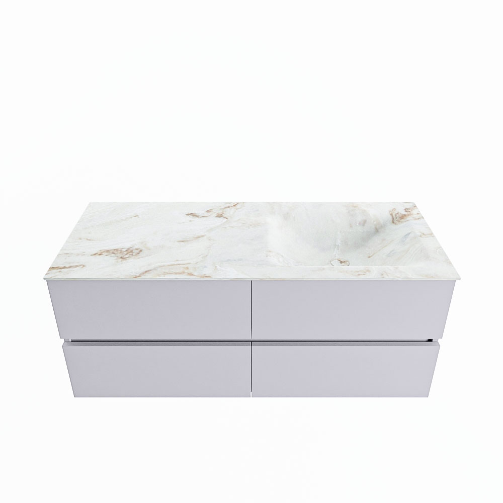 MONDIAZ VICA-DLUX 120cm badmeubel onderkast Cale 4 lades. Inbouw wastafel CLOUD rechts zonder kraangat, kleur Frappe.