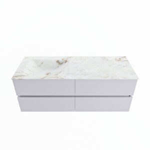 MONDIAZ VICA-DLUX 130cm badmeubel onderkast Cale 4 lades. Inbouw wastafel CLOUD links 1 kraangat, kleur Frappe.