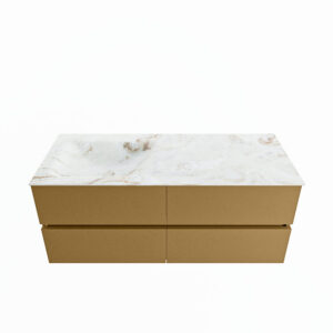 MONDIAZ VICA-DLUX 120cm badmeubel onderkast Oro 4 lades. Inbouw wastafel CLOUD links 1 kraangat, kleur Frappe.