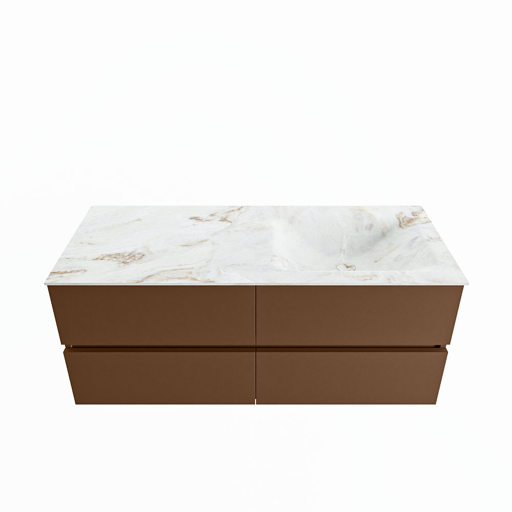 MONDIAZ VICA-DLUX 120cm badmeubel onderkast Rust 4 lades. Inbouw wastafel CLOUD rechts 1 kraangat, kleur Frappe.