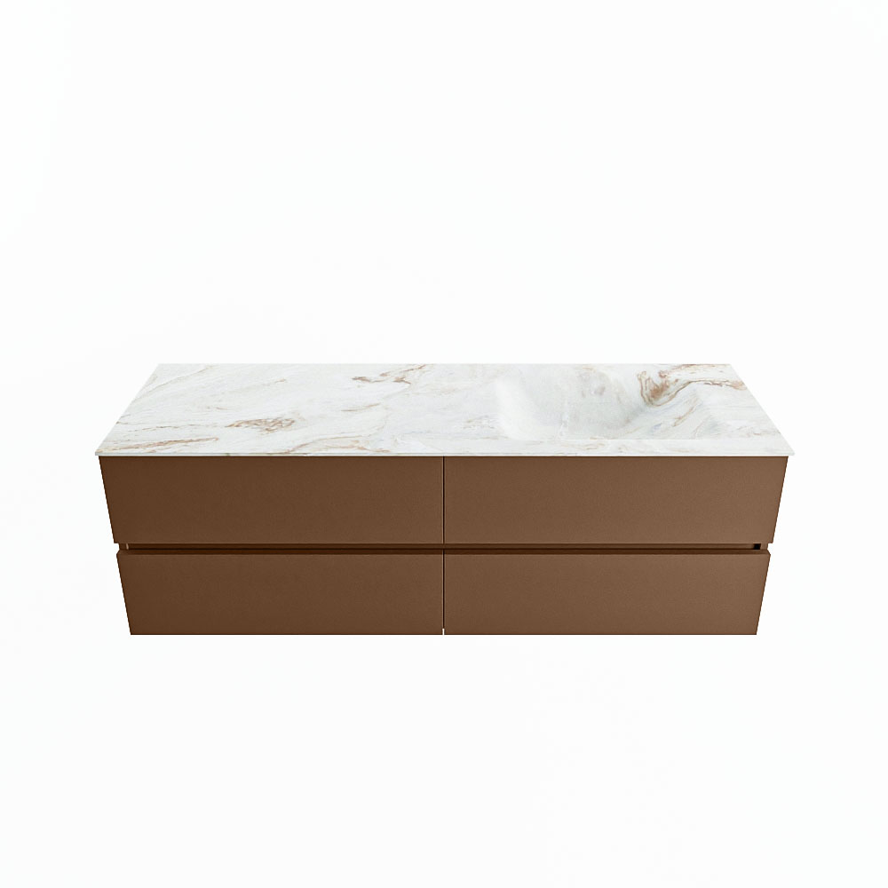 MONDIAZ VICA-DLUX 150cm badmeubel onderkast Rust 4 lades. Inbouw wastafel CLOUD rechts 1 kraangat, kleur Frappe.